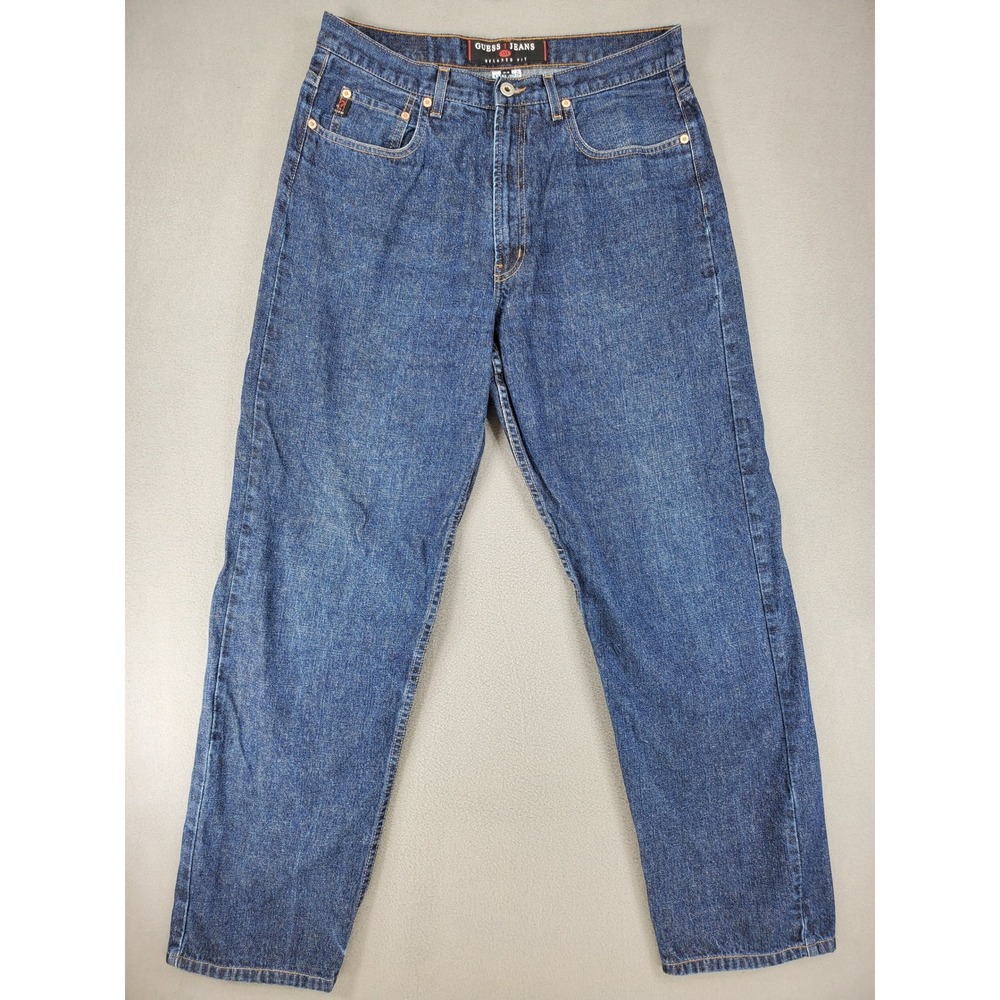 Guess Jeans Relaxed Fit Mens 34 Blue Vintage 90s Made in USA Denim 151 Tapered